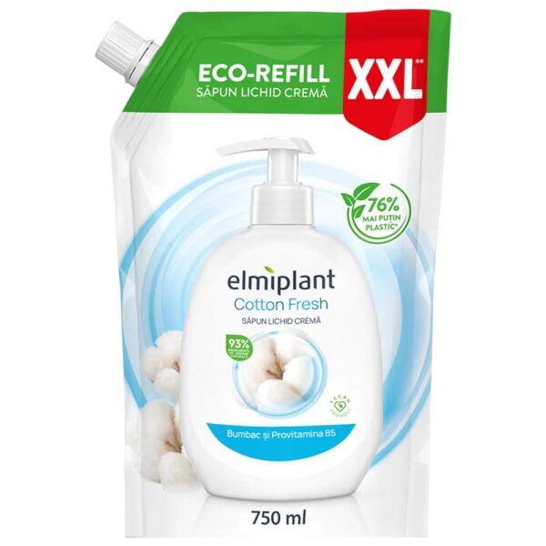 Rezerva Sapun Lichid Crema, Elmiplant, Bumbac si Provitamina B5, 750 ml