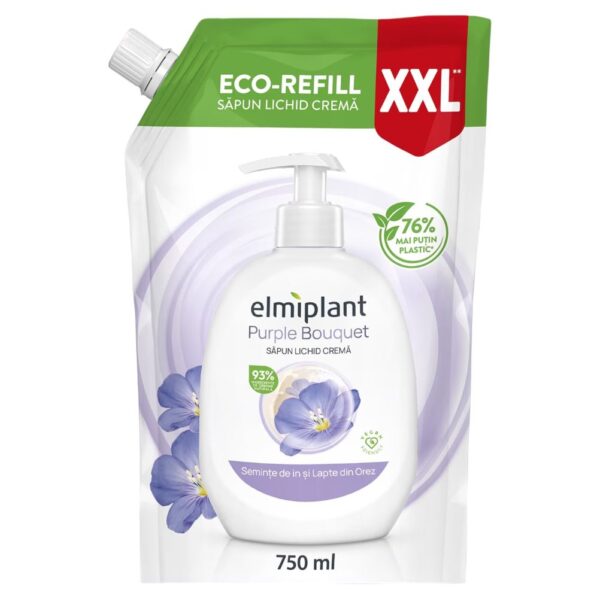 Rezerva Sapun Lichid Crema, Elmiplant, Seminte de In si Lapte din Orez, 750 ml