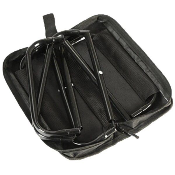 Scaun Pliabil, Flippy, pentru Adulti, Portabil, pentru Camping, Pescuit, din Panza Oxford si Cadru Metalic, 24 x 24 x 28 cm, Negru