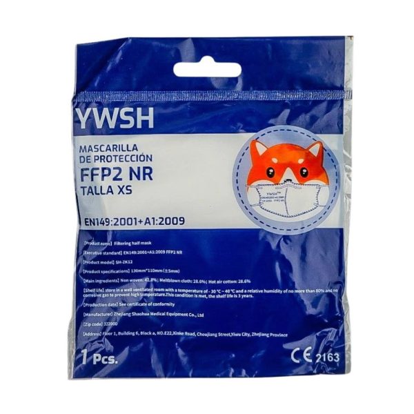 Set 50 bucati Masca de protectie faciala pentru copii, Flippy®️, de unica folosinta, FFP2 CE 2163, 5 straturi, nesterila, ambalaj individual, Copii, Alb