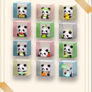 Set de Constructie, Flippy, Model Panda cu Umbrela, 153 Piese, Model 3D, Jucarie Educativa STEM, +6 Ani, Plastic ABS, 7.8 x 4.1 x 11.3 cm, Roz
