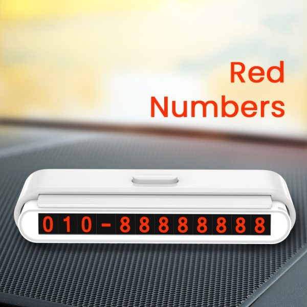 Suport Numar de Telefon pentru Parcare Auto, Flippy, Suport pentru Numarul de telefon, Banda glisanta pentru Ascundere, Banda Adeziva Inclusa, 120 x 48 x 24 mm, Cifre Rosii, Gri deschis