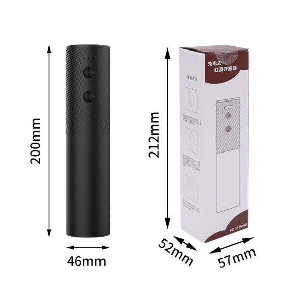 Tirbuson Electric, Flippy, Deschizator Sticle de Vin, Incarcare USB, 20 x 4.6 cm, Negru