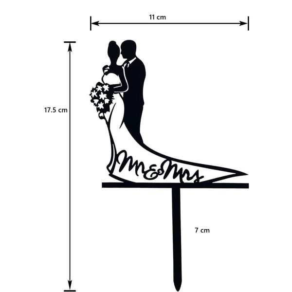 Topper Tort, Flippy, Model 1 Mr&Mrs,  17.5 x 11 cm, Negru
