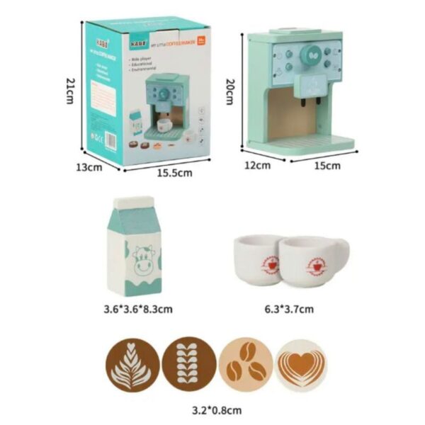 Jucarie Educativa Montessori din Lemn, Flippy, Aparat de Cafea Interactiv cu Capsule si  7 Accesorii Incluse, Dezvolta Motricitatea si Imaginatia, 3 ani+, Multicolor