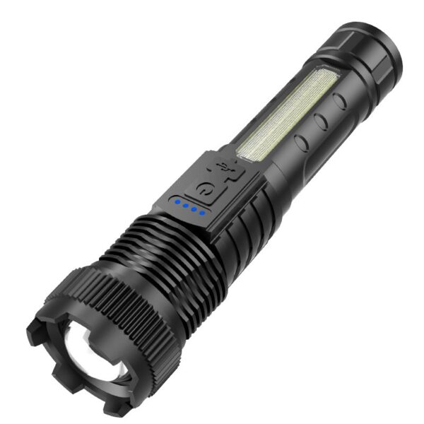 Lanterna LED   P50 mare Incarcare USB  10W 2 Surse de Lumina  16 x 3.8 cm Negru