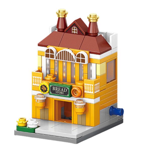 Set de Constructie  Jucarie Educativa STEM 125 Piese Model 3D +6 Ani Colectia Strada Comerciala Europeana 6.4 x 5.6 x 7.8 cm Galben/Maro
