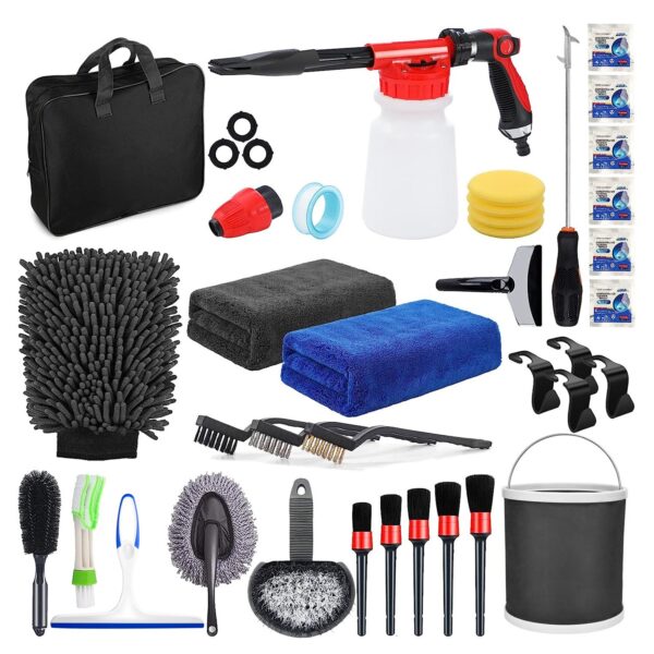 Accesorii pentru Curatare Auto  Set 35 bucati Accesorii pentru Detailing Auto Accesorii pentru Curatare Auto in Interior si Exterior Multicolor