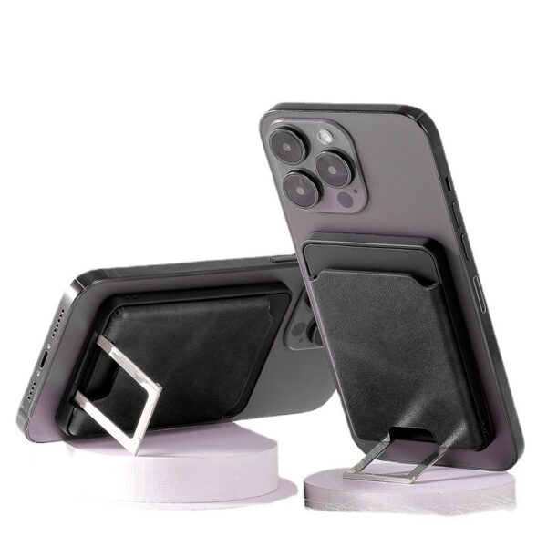 Accesoriu pentru telefon 3 in 1  incarcator Wirelles Magsafe portofel si suport negru