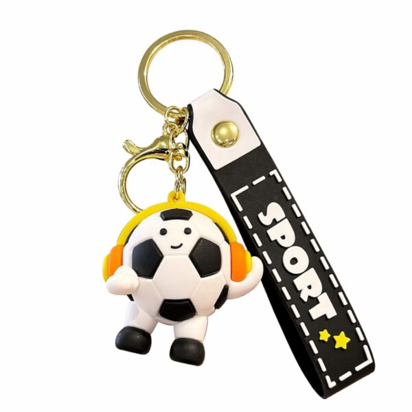 Breloc Chei  Model Minge de Fotbal cu Casti Cupa Mondiala Accesoriu Pentru Chei si Rucsac Material Acril 50 g Negru