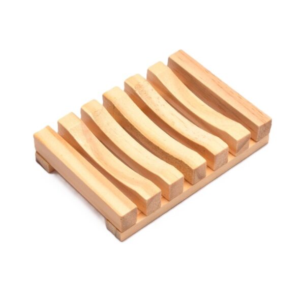 Savoniera  din Lemn de Bambus Scurgere Apa 11.5 x 8 cm Natur