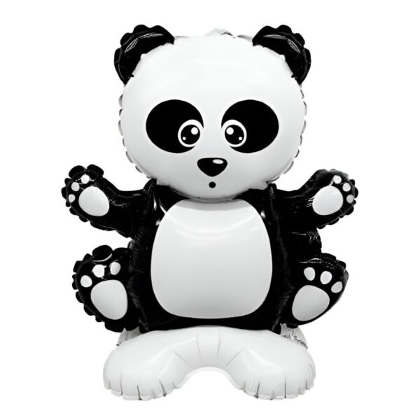 Balon din Folie Metalizata  Figurine Animăluțe Model Panda 43x59cm Ambalaj Individual Pai Inclus Umflare cu Aer sau Heliu Alb Negru