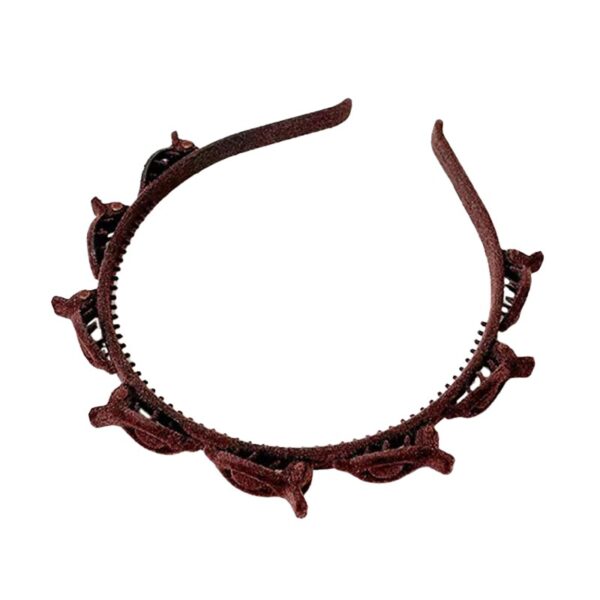 Bentita de Par pentru Femei  Agrafa Stil Coreean Accesoriu pentru Par cu Textura MultiStrat 13 x 11.5 cm Coffee
