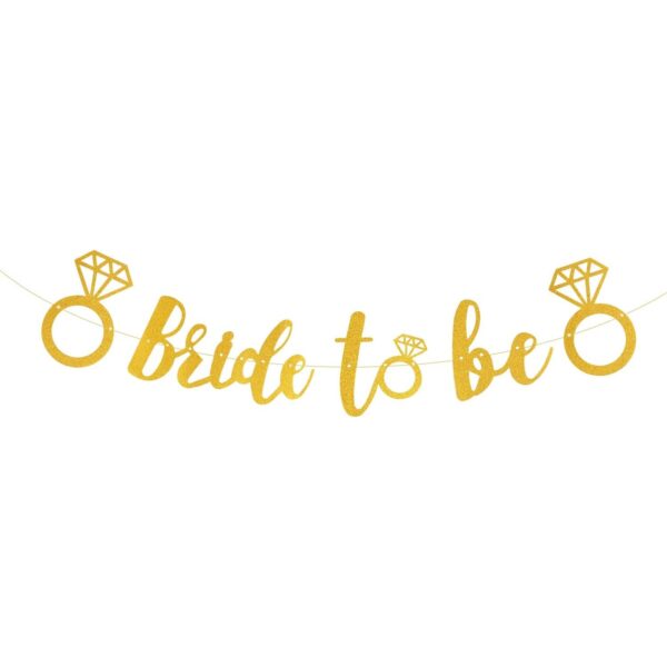 Banner Bride To Be  Dimensiune 30x20 cm Rola de Ata Inclusa Tematica Nunta Decoratiune Party Auriu