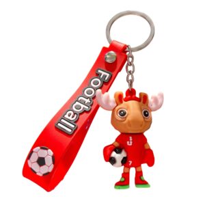 Breloc Chei  Model Cerb Mascota de Fotbal Cupa Mondiala Accesoriu Pentru Chei si Rucsac Cauciuc Moale 26 g 6.2 x 3.4 cm Rosu