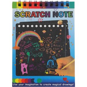 Caiet cu fise razuibile  DIY Magic Scratch 12 File Curcubeu Creion din Lemn Cartonase negre 14 x 10 cm albastru