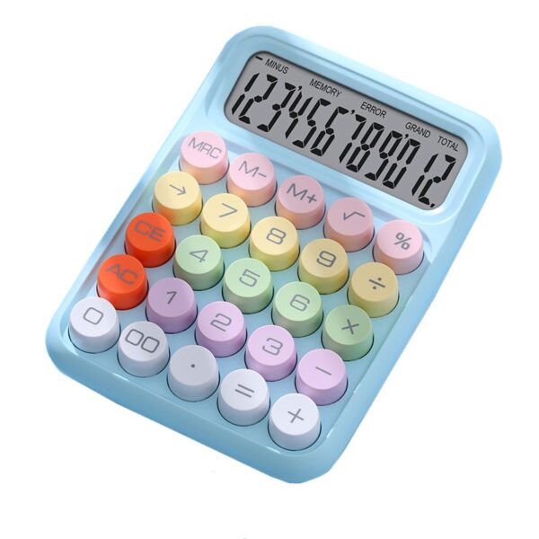 Calculator Electronic pentru Copii  Calculator Dragut pentru Scoala Primara Ecran mare 12 digits si Tastatura Mecania 16 x 11 x 2 cm Albastru