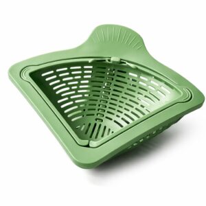 Cos Scurgere Chiuveta  Strecuratoare Triunghiulara pentru Bucatarie Suport Depozitare Cos Perforat Clatire cu Jet de Apa 23 x 9.5x 6 cm Verde