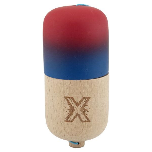 Kendama Pill X Originala  Profesionala Model Rubber Grip Pilula din Lemn Varsta 9+ Ata 62/65 cm 11 x 5 x 5 cm Gradient Rosu/Albastru