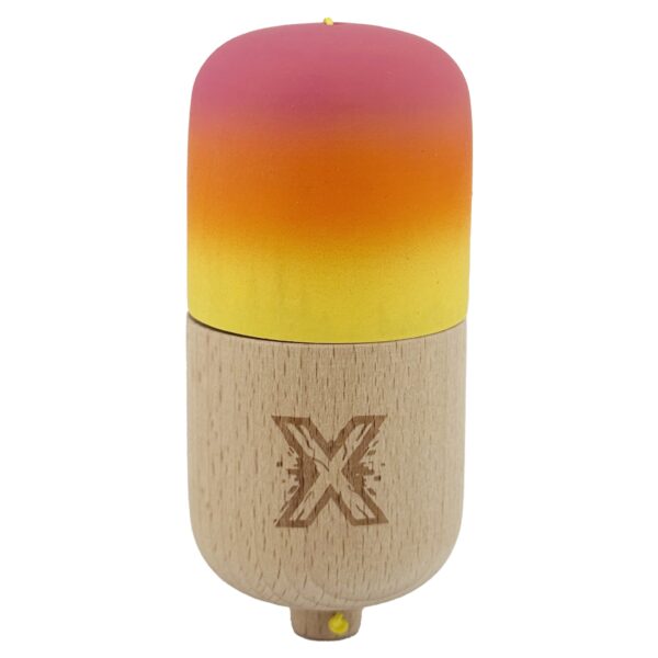 Kendama Pill X Originala  Profesionala Model Rubber Grip Pilula din Lemn Varsta 9+ Ata 62/65 cm 11 x 5 x 5 cm Gradient Roz/Portocaliu/Galben