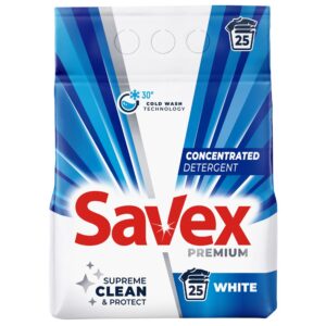 Detergent pentru Rufe Automat Savex 2 kg 2in1 White 25 spalari
