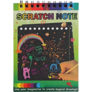Caiet cu fise razuibile  DIY Magic Scratch 12 File Curcubeu Creion din Lemn Cartonase negre 14 x 10 cm verde