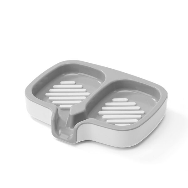 Savoniera Dubla  Sistem de Scurgere a Apei din ABS 14.5 x 18 x 3 cm Alb/Gri