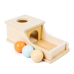 Jucarie Educativa Montessori din Lemn  Model Pista cu Bile si Tunel 4 piese Joc pentru Motricitate si Coordonare Copii 12+ luni 24 x 12 x 8.5 cm Multicolor