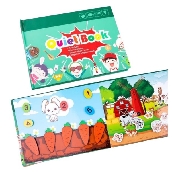Carte Educativa cu Stickere Reutilizabile  Quiet Book Senzoriala cu Pagini Interactive  Joc Montessori Dezvolta Motricitatea Fina si Logica Quiet Book pentru Invatare Timpurie 3 ani Multicolor