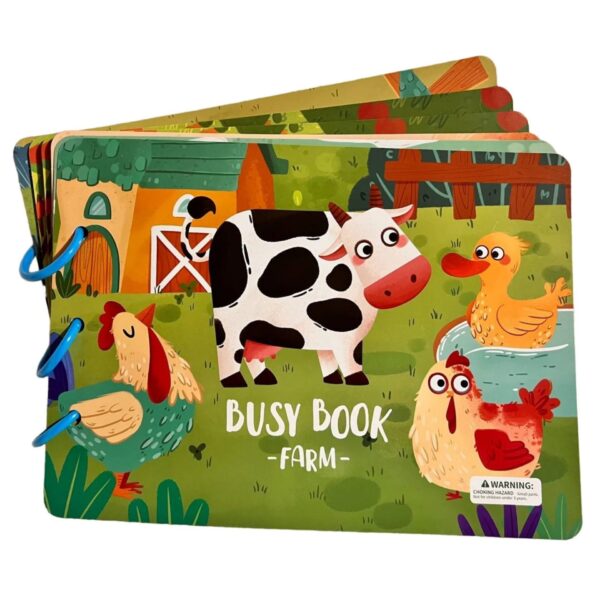 Carte Educativa cu Stickere Reutilizabile  Busy Book Senzoriala cu Pagini Interactive  Joc Montessori Seria ''Viata la Ferma'' Dezvolta Motricitatea Fina si Logica Carte pentru Invatare Timpurie 3 ani Multicolor