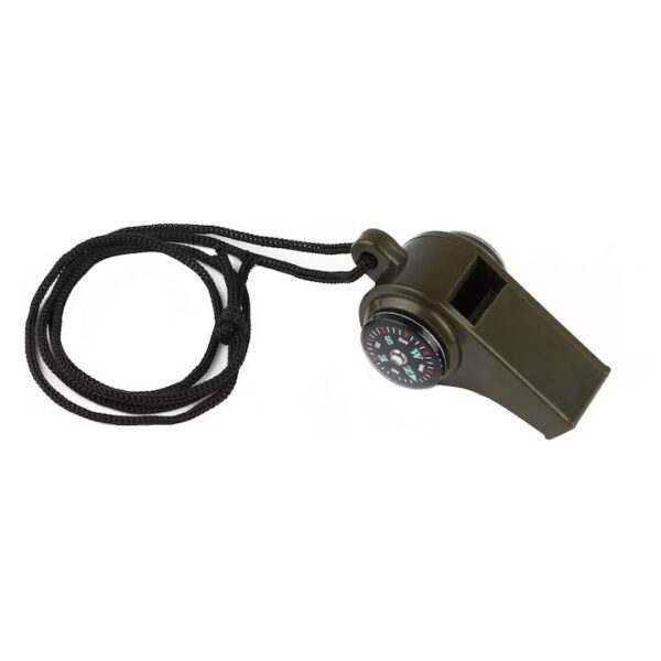Fluier 3in1  cu Busola si Termometru pentru Drumetii Negru