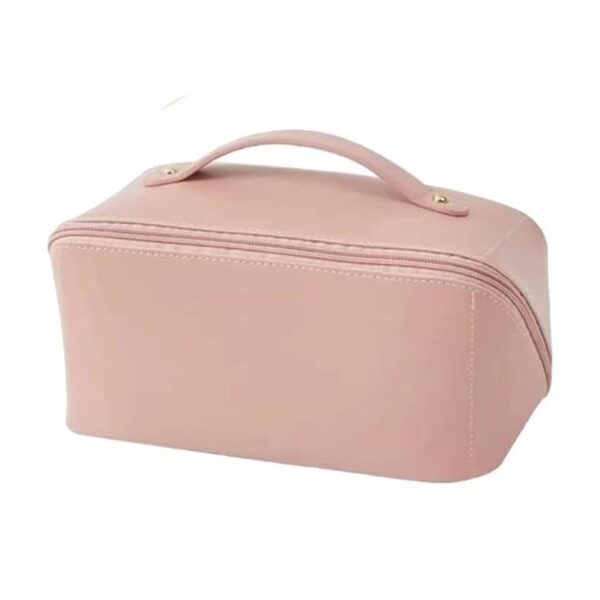 Geanta de Calatorie  Pentru Cosmetice Portabila Impermeabila din Piele Ecologica Compartimente Multiple cu Fermoar 23 x 11.5 x 10.5 cm Roz