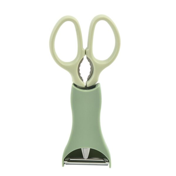 Set foarfeca pentru bucatarie  curatator legume tip suport multifunctional spargator nuci material ABS si otel inoxidabil maner ergonomic 16.8 x 7.8 x 1 cm verde