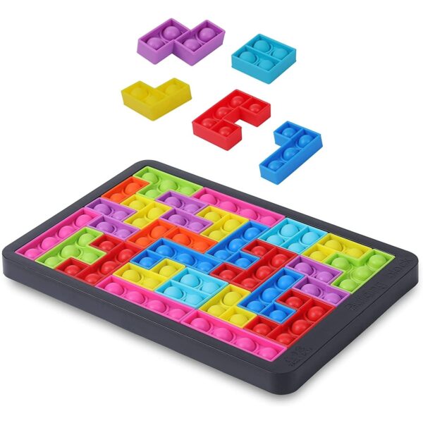 Joc antistres din silicon  Pop It Now and Flip It Puzzle Blocks Multicolor