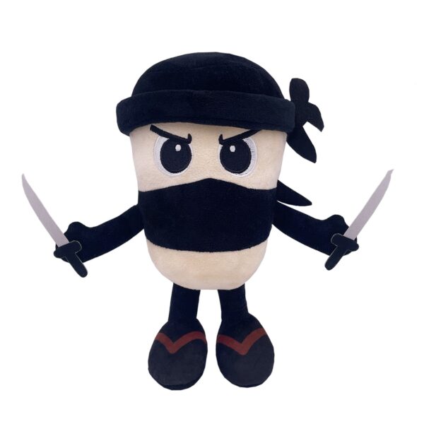 Jucarie Moale de Plus Italian Brainrot  cu Agatatoare Model Ninjolino Tagliaspada Jucarie Moale pentru Copii 35 x 17 cm Albastru inchis
