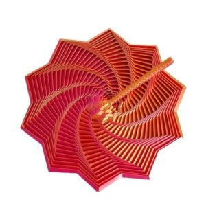 Jucarie Decompresie  Model Stea 3D DuoChrome Maner Spirala Turn Magic Geometric Multiple Forme Anti-stress 11 cm Rosu/Auriu