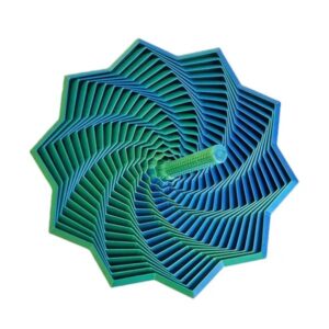 Jucarie Decompresie  Model Stea 3D DuoChrome Maner Spirala Turn Magic Geometric Multiple Forme Anti-stress 11 cm Verde/Albastru
