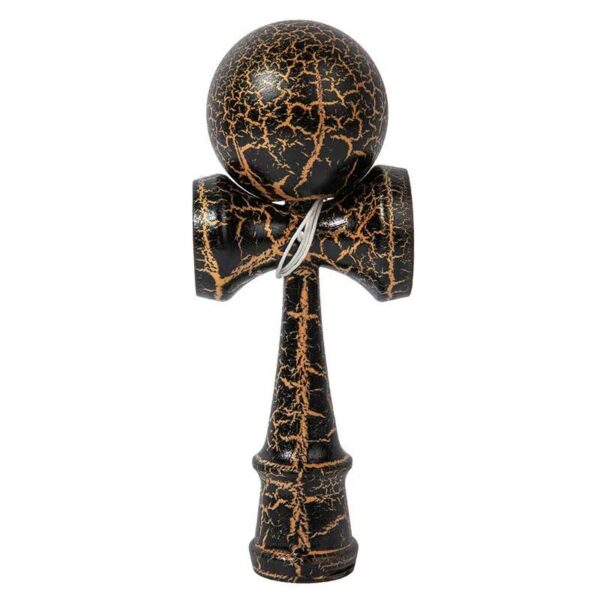 Kendama X Originala Profesionala  Cracked din Lemn 18 cm Negru/Auriu