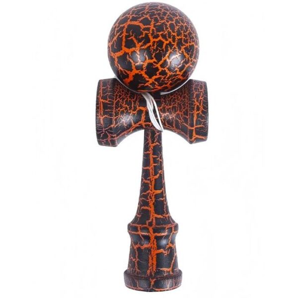 Kendama X Originala Profesionala  Kendama Cracked din Lemn – 18 cm Crack Negru/Portocaliu