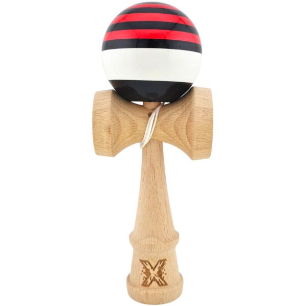 Kendama X Originala Profesionala  din Lemn Super Sticky 18 cm Rosu/Negru/Alb