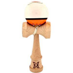 Kendama X Originala Profesionala  din Lemn Super Sticky 18 cm Alb/Portocaliu