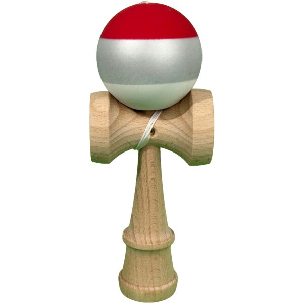 Kendama X Originala Profesionala  din Lemn 18 cm Rubber Grip Rosu/Gri/Alb