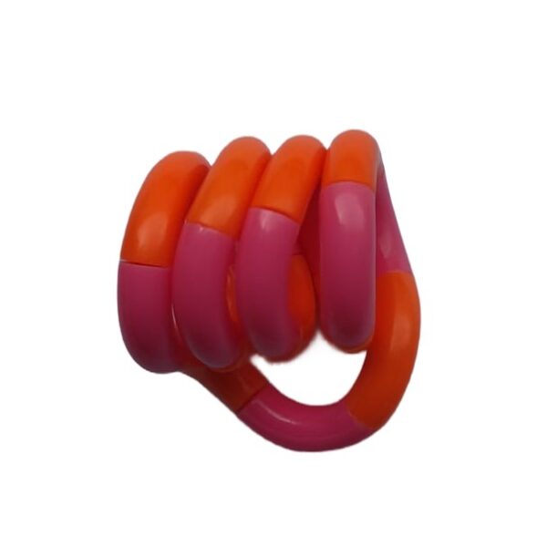 Jucarie Senzoriala Antistres  Fidget Twist cu Miscari Infinite de Decompresie 2 Culori Portocaliu/Roz + 3 ani