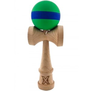 Kendama X Originala Profesionala  18 cm din Lemn Rubber Grip Verde/Albastru