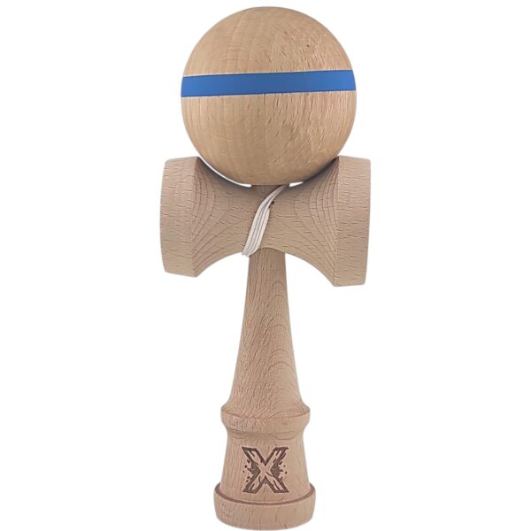 Kendama X Originala Profesionala  din Lemn 18 cm Special Model cu Dunga Albastru