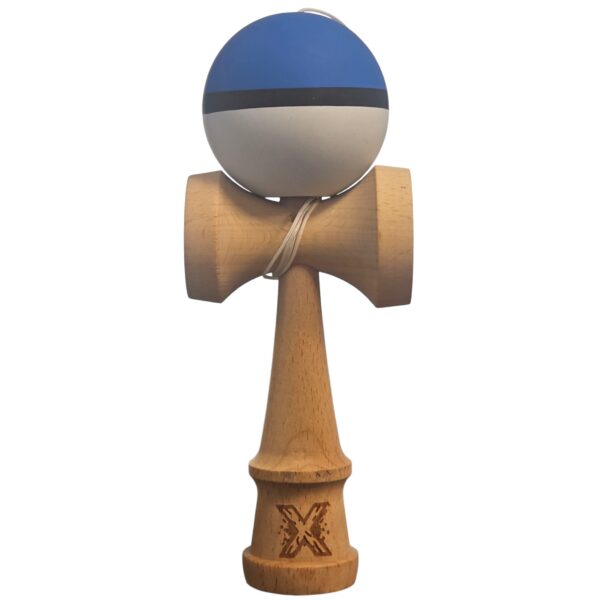 Kendama X Originala Profesionala  din Lemn 18 cm Rubber Grip Albastru/Negru/Alb