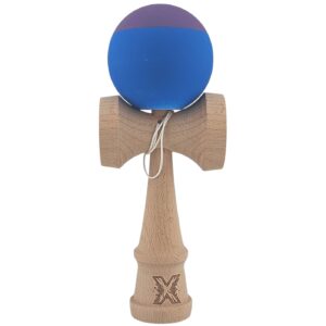 Kendama X Originala Profesionala  din Lemn Rubber Grip 18 cm Albastru/Mov