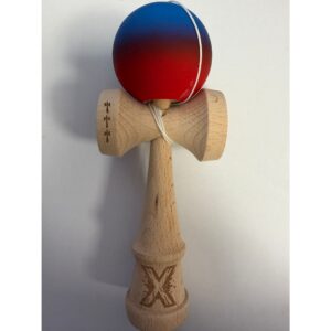 Kendama X Originala Profesionala  din Lemn Rubber Grip 18 cm Albastru/Rosu