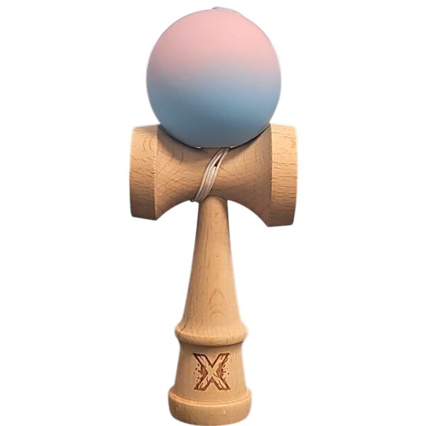 Kendama X Originala Profesionala  din Lemn Rubber Grip 18 cm Lila/Turcoaz