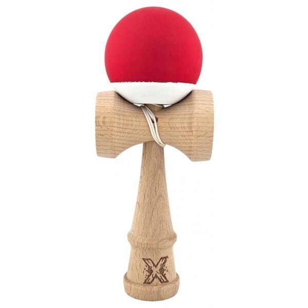 Kendama X Originala Profesionala  din Lemn  Rubber Grip 18 cm Rosu/Alb